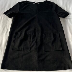 The Impeccable Pig Black Faux Suede “Naked Zebra” T-Shirt Dress